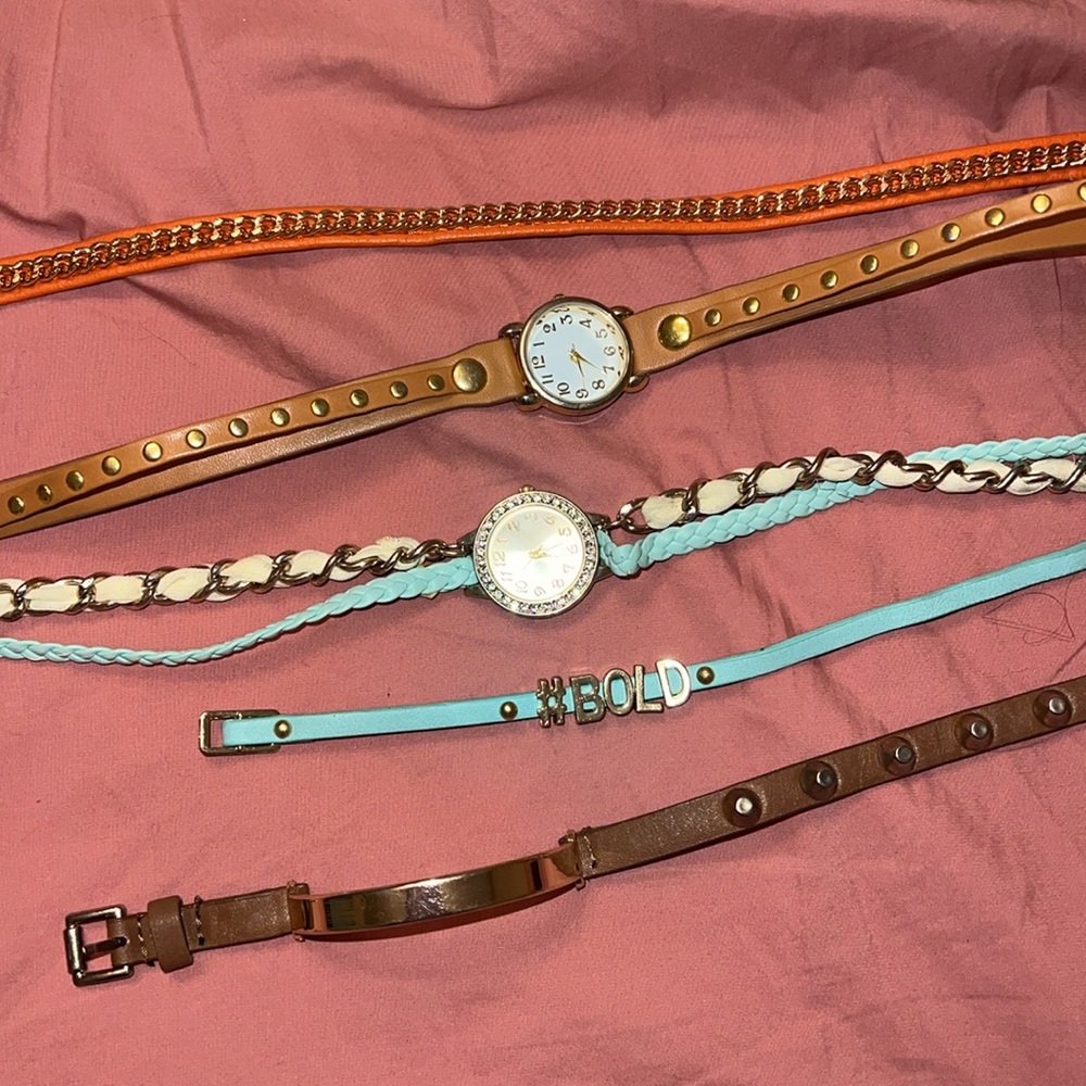 5 Wrap watches‎ and bracelets set lot